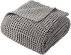 Grey Throw Blanket for Couch, Soft Knitted Chenille Throw Blanket 50"x60" by BunnikinsClover