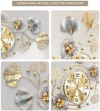 33" Modern Farmhouse Large Decorative Wall Clock, Ginkgo Metal Art - Image 6