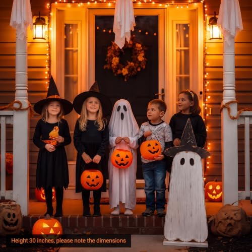 Novabright 30.2 H Halloween Witch Ghost Porch Sign Standing Wooden Decor - Image 6