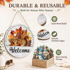 16/14/12PCS Welcome Sign for Front Door Interchangeable Every Season Halloween Christmas with Holiday 12 Inch Wooden Holiday Door Sign Wreaths Seasonal Porch Decor Gift(Set C) - Image 6