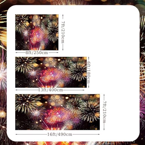 7x16ft Gorgeous Fireworks Garage Door Banner Cover Happy New Year 2026 Photography Backdrop Colorful Blurry Bokeh Fireworks New Year's Eve Celebration Countdown To New Year Banner Party Decor - Image 5