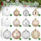 Lunmon 64 Pcs Christmas Ball Ornament Gold Silver White 1.57/1.97/2.36 Inch - Image 3