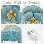 3 Pcs Metal Flower Wall Art Set 10 Inch Rustic Modern Floral Sculpture - Image 3