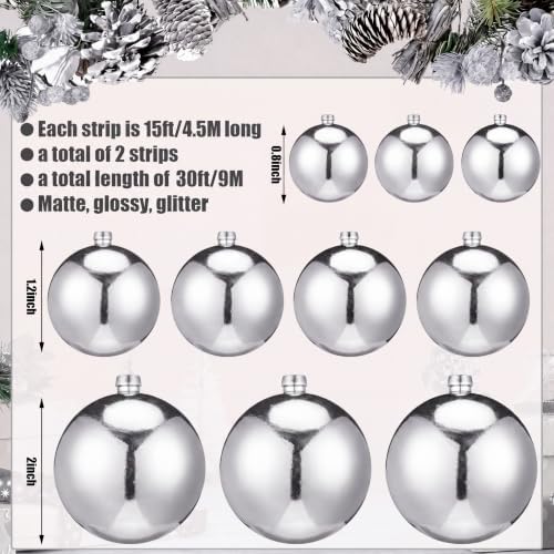 2 Pcs 15 ft Christmas Ball Ornament Garland, Silver - Image 2