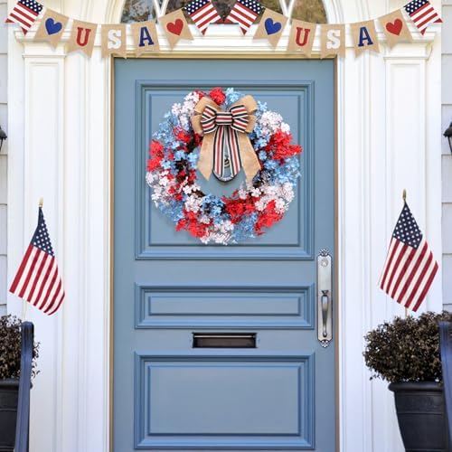 22inch 4th of July Wreath for Patrioticfor Memorial Day Front Door Decor - Image 4