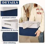 Storage Baskets for Organizing, 4 Pack Baskets for Shelves, Decorative Storage Bins for Shelves, Cotton Rope Storage Basket with Handles, Woven Basket for Storage, 13''Lx8.7''Wx7.9''H, White & Blue - Image 5