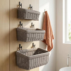 Wall Baskets, Hanging Wicker Baskets for Kitchen Bathroom Garage Porch Door Decor and Organizing (Gray, S+M+L) - Image 5