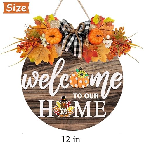 Interchangeable Welcome Sign for Front Door with 4 Seasonal Wreaths 21 Changeable Icons, Farmhouse Rustic Outdoor Welcome Signs Porch, Spring Winter Fall Decorations for Home House Warming Gifts - Image 6