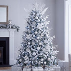 White 66 Pcs Christmas Glitter Picks and Sprays, Xmas Artificial Floral Stems Branches Berry Leaf Pine for Tree Topper Wreath Garland Centerpiece Holiday Party Home Decor - Image 4