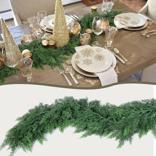Hananona 6 FT Christmas Garland, 2 Pcs Real Touch Cedar Garlands - Image 5