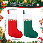 Zubebe 60 Pcs Felt Christmas Stockings Bulk, 15'',White Trim, Red Green - Image 2