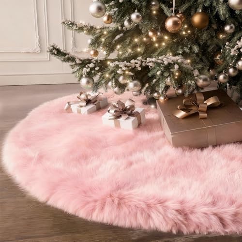 iMucci 30inch Christmas Tree Skirt Wool Fur Pink Tree Skirt Small Tree Skirts Pink Trees Skirt Holiday Party Decoration by InnovativeDanceMovementsUniqueComfortableDancewearConfidentlgnitedreams