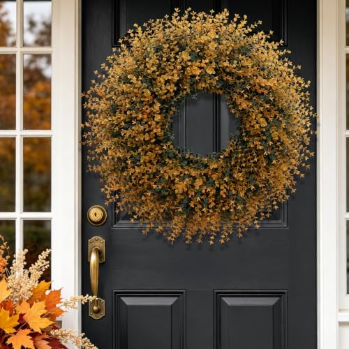 HUZIYAHAN 28" Large Fall Wreaths for Front Door Decoration(Autumn Orange) - Image 3