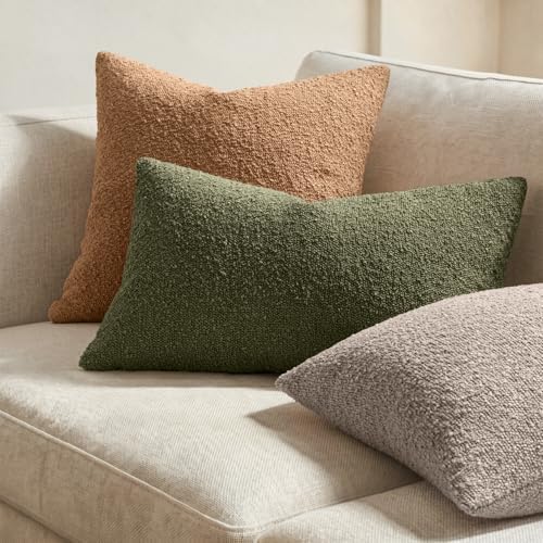 MIULEE 18x18 Decorative Boucle Couch Pillow Covers Moss Green - Image 3