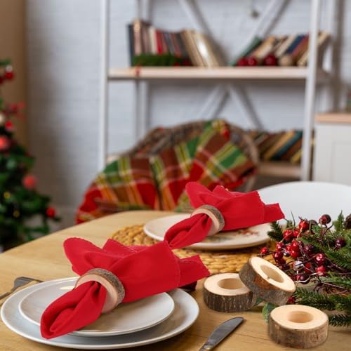 LemonRoad Set of 100 Wooden Napkin Ring Handcrafted Wooden Napkin Holder Rustic Dinner Ring Buckle Party Gift Farmhouse Table Decoration for Dining Wedding Birthday(Bark Style,2.17-2.76 Inches) - Image 6