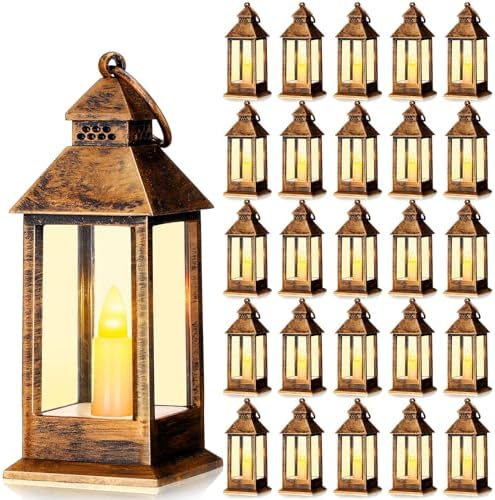 Hoolerry 24set Mini Lantern with LED Candle Halloween Wedding Decor, Retro by Hoolerry