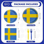 96 Pcs Sweden Flag Themed Party Decorations, Serves 24 - Image 5