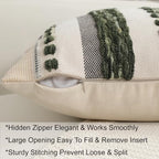 Boho Pillow Covers 18x18 Set of 2 for Couch-Modern Farmhouse Sofa Green Decorative Throw Pillow Covers Textured Chenille Cushion Covers Outdoor Netural Bohemian Bed Pillow Cases Square - Image 6