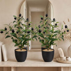 Giegxin 2 Pack 15.8 Inch Small Artificial Olive Tree Indoor 40cm Faux Olive Plant with Black Pot for Home Office Room Table Modern Decor by Giegxin