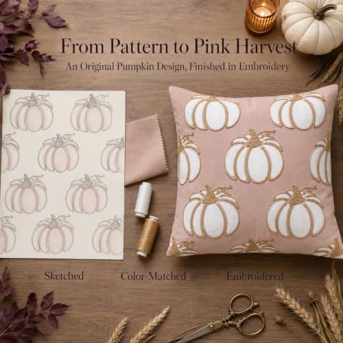 Set of 2 Embroidered Fall Throw Pillow Covers,18x18 Inch - Image 4