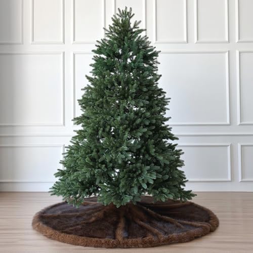 Huntsman High-Pile Faux Fur Christmas Tree Skirt with Hidden Slide Clasp Closure and Durable Microfiber Backing (Grizzly Brown, 60-Inch) - Image 2