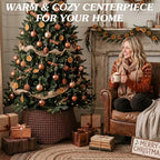 26in Rattan Christmas Tree Collar Woven Tree Skirt Collar Brown - Image 6