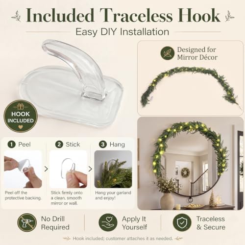 Suncalla 9 ft Norfolk Christmas Mirror Garland with Light - Image 4