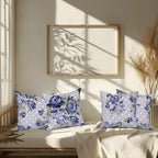 Blue Flower Throw Pillow Covers 26"x26" Set of 4, Retro Floral Decorative Pillowcases for Sofa Chair Couch Bed Living Room Office Car Garden Patio Farmhouse Indoor Outdoor - Image 7