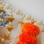 Pearl & Stone Made Toran | Artificial Flowers Toran with White Gold Moti | Home Door Hanging, Living Room, Bandanwar, Wedding, Diwali, Pooja, Mandir Decor & Indian Housewarming Gift - 3 Ft (Pack of 1) - Image 4