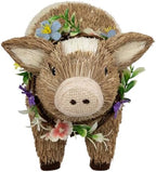 Northlight Boy Piglet with Floral Wreath Spring Figurine - 10.25" - Brown and Beige - Image 2