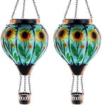 Starsoul 2 PC Sunflowers Hot Air Balloon Solar Lantern with Flame Glass Hanging Outdoor Hot Air Balloon Solar Light Waterproof Garden Patio Yard Party Decorations by Starsoul