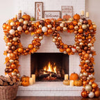 Suncalla 6ft Fall Bead Garland Orange Brown Gold Glitter Thanksgiving Decor - Image 4