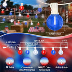LAMPHOME 26Ft LED G40 Red White and Blue Lights Outdoor 4th of July Lights with12+1 Shatterproof Bulbs for Patriotic Decor in Yard Garden Patio - Light up Memorial Day 4th of July Decorations Outdoor - Image 3
