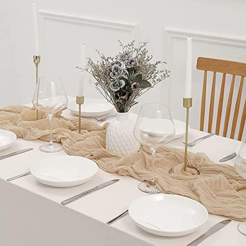 12 Pack Beige Cheesecloth Table Runner 10ft Boho Gauze Cheese Cloth Table Runner Rustic Sheer Runner 120 inch Long for Christmas Wedding Bridal Baby Shower Birthday Table Decorations - Image 2