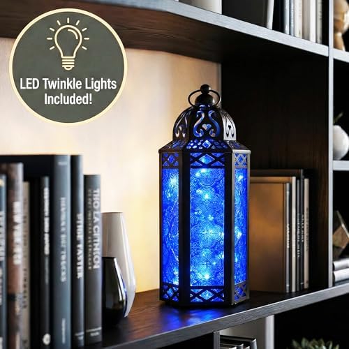 Vela Lanterns Decorative Indoor Fairy Light Candle Holder, Blue, M, 6-Pack - Image 3
