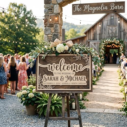Personalized Southern Botanical Wedding Welcome Sign - Custom 3D Wood Ceremony Entrance & Reception Board for Charming Barn, Vineyard or Country Estate - Multiple Sizes - Image 4