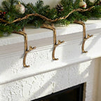 Sfcddtlg 6 Pcs Cast Iron Branch Mantle Hangers, 6 Inch Decorative Christmas Stocking Hangers with Non-Slip Pad, Brown Mantle Stocking Holder for Xmas Holiday Home Party Decoration - Image 4