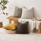 MIULEE Decorative Chenille Fall Pillow Covers Gold Brown 18x18 Pack of 4 - Image 4