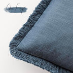 Foindtower Decorative Linen Fringe Throw Pillow Covers 20×20 Inch,Dark Blue - Image 3