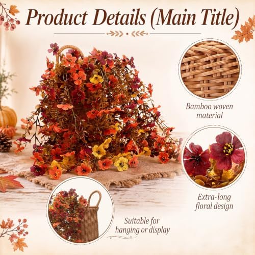 Riceshoot 7 Pcs Fall Hanging Basket Wreath for Front Door Outdoor - Image 3