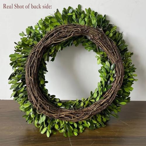 Boxwood Wreath Large 16 inch Preserved Natural Boxwood Wreath Home Decor Stay Fresh for Years Wreath for Christmas Halloween and Thanksgiving Home Decor for Indoor Only - Image 4