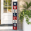 48x8" 4th of July Welcome Porch Sign, Patriotic Porch Decor for Independence Day, Standing Welcome Sign for Front Door, PVC, Design 1 by BasicFundamentals