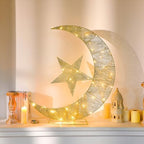 Glooglitter Pre-lit Eid Mubarak Decorations for Home Metal Eid Star Moon Crescent Light Ramadan Decorations Outdoor Lighted Night Lamp Sign with LED String for Yard Lawn Pathway - Image 3