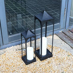 LED Lanterns Decorative Outdoor&Indoor, 23'' 16‘’ Large Black Lanterns Set with 2 Flameless Candles, Metal Holders for Porch, Patio, Garden, Home, Fireplace, Spring Decorations Decor - Image 7