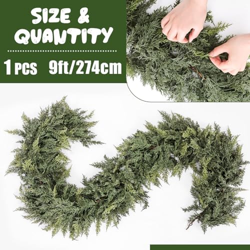 Jutom 1 Pcs 9 ft Artificial Christmas Cedar Garland - Image 3