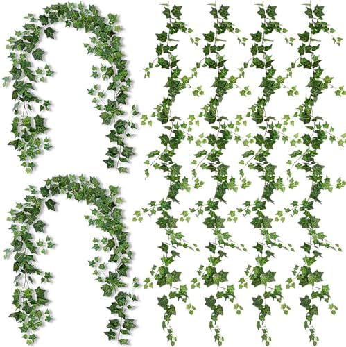6 Strands Artificial Ivy Vines Garland 426" Wedding Silk Ivy Garland with Green Leaves Fake Hanging Plants Greenery Decoration for Indoor Outdoor Bedroom Room Window Wall Arch Garden Party Decor by CraftyDream