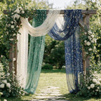 Artoid Mode 6PC Beige Green Blue Gauze Table Runner 120 Inch 10FT, Glitter Metallic Foil Sheer for Wedding Anniversary Holiday Birthday Home Party Decor - Image 5