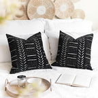 BlissBlush Black Decorative Throw Pillow Covers 18X18, Set of 2, Boho Farmhouse Cushion Cover, Cozy Soft Accent Pillowcase for Couch Sofa Bed Living Room Home Décor by BlissBlush