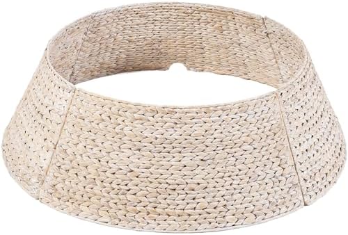 Best Choice Products 36in Christmas Tree Collar, Woven Hyacinth 3-Piece Holiday Rattan Tree Skirt Accessory for Home w/Cord Cut-Out - Transparent White by BestChoiceProducts