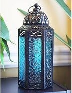 Vela Lanterns Decorative Indoor Moroccan Holder, Blue/Amber/Green, M, 3-PK - Image 2